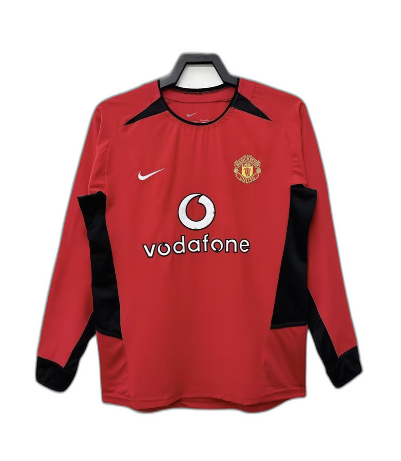 Camisa Manchester United 02/04 I Home - Versão Retrô Manga Longa