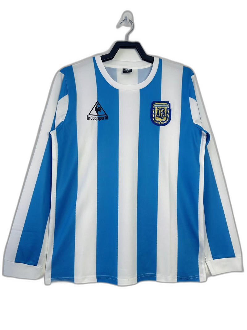 Camisa Argentina 1986 I Home - Versão Retrô Manga Longa