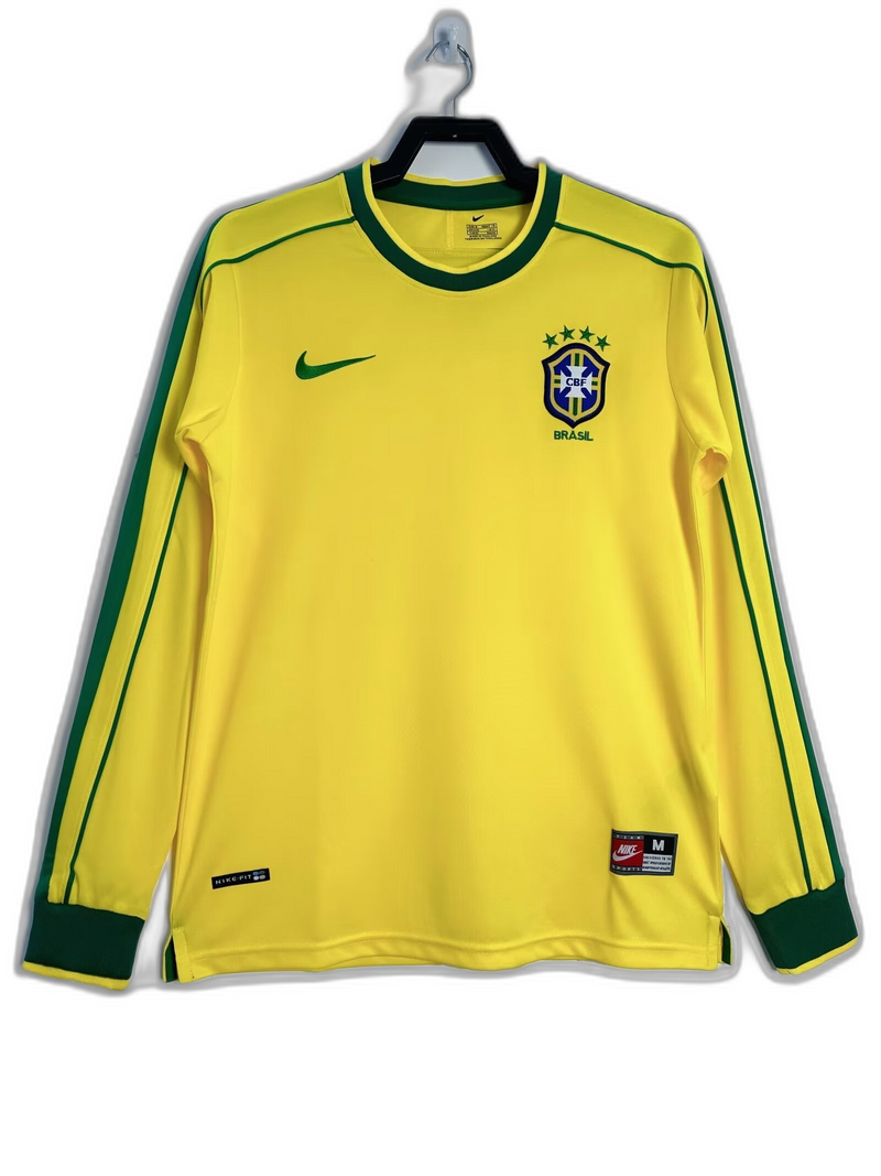 Camisa Brasil 1998 I Home - Versão Retrô Manga Longa