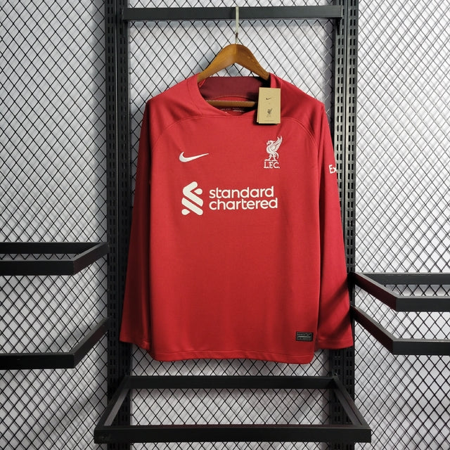 Camisa Liverpool Home 22/23 Manga Longa s/n° Torcedor Adidas Masculina - Vermelho