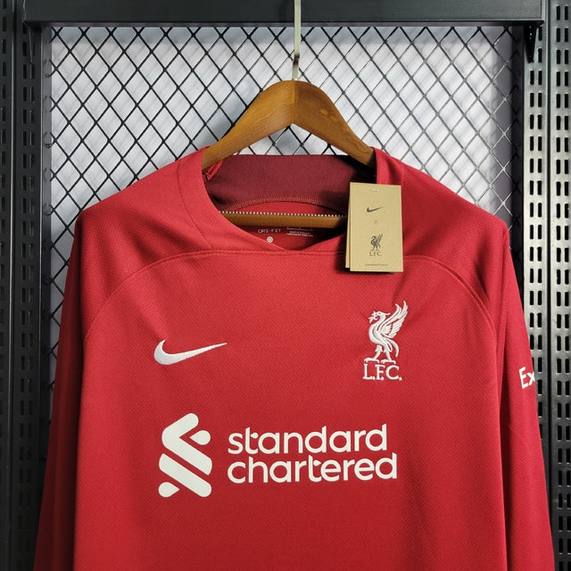 Camisa Liverpool Home 22/23 Manga Longa s/n° Torcedor Adidas Masculina - Vermelho