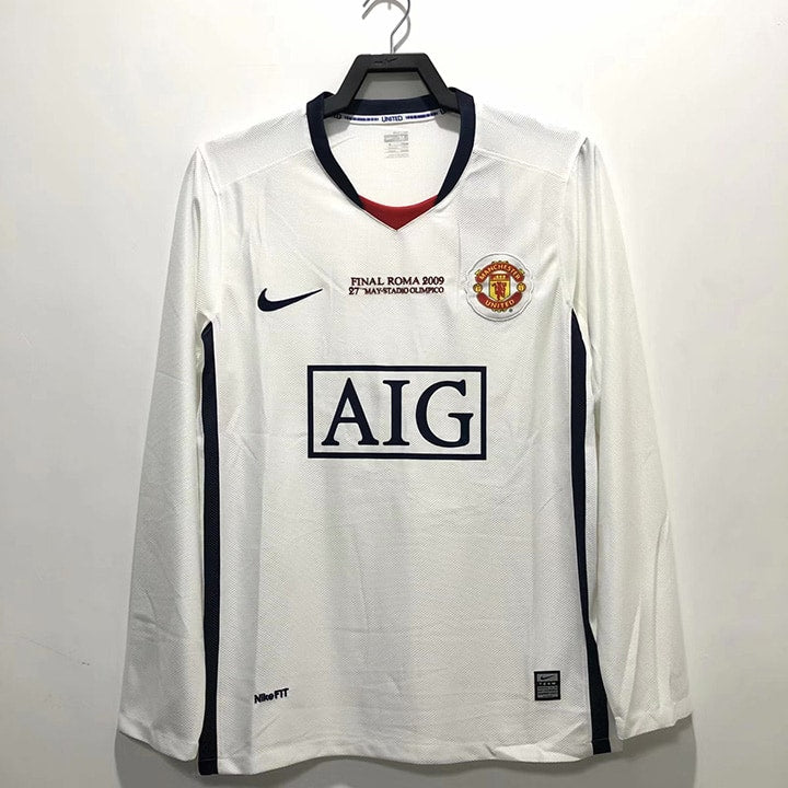 Camisa Retrô Manchester United 08/09 Manga longa - Branca