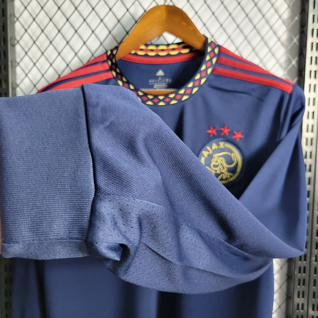 Camisa Ajax Away 22/23 Manga Longa s/n° Torcedor Adidas Masculina - Azul